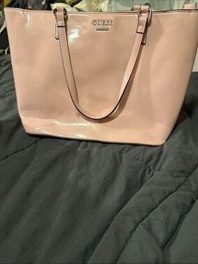 GUESS Glossy Patent Tote in Light Pink